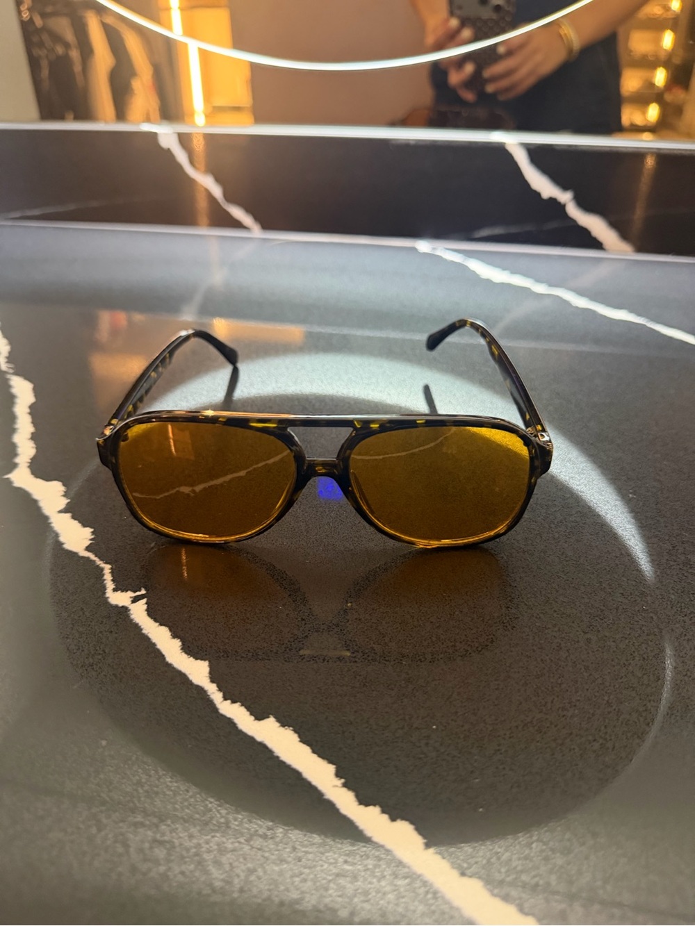 Tortoiseshell Frame Sunglasses with Amber Lenses